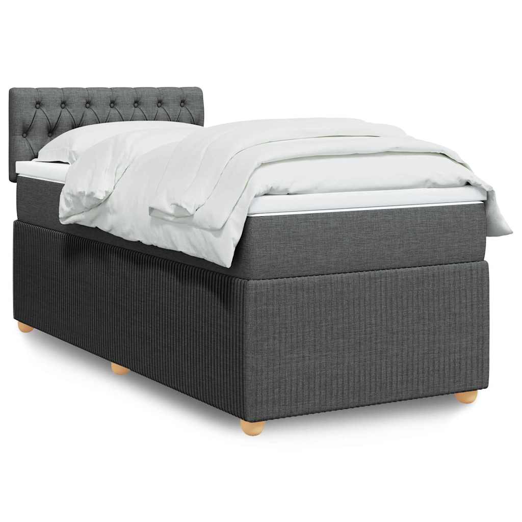 Boxspring met matras stof donkergrijs 80x200 cm – afbeelding 1
