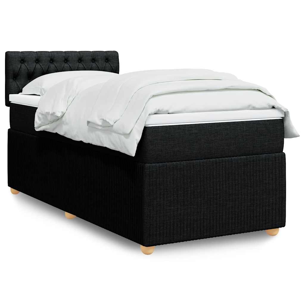 Boxspring met matras stof zwart 80x200 cm – afbeelding 1