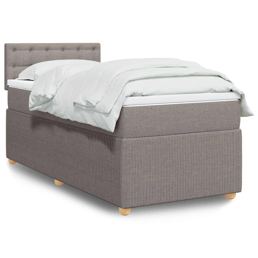 Boxspring met matras stof taupe 80x200 cm – afbeelding 1