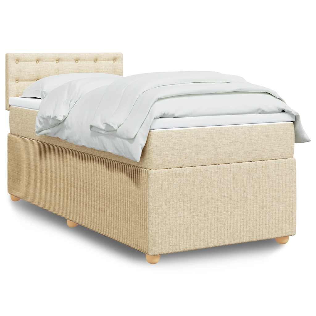 Boxspring met matras stof crèmekleurig 80x200 cm – afbeelding 1