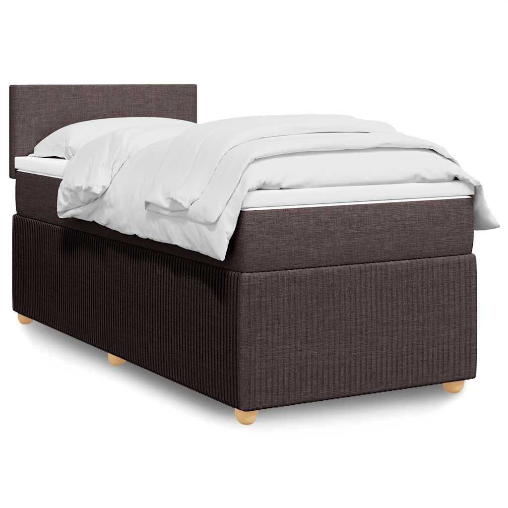 Boxspring met matras stof donkerbruin 90x190 cm – afbeelding 1