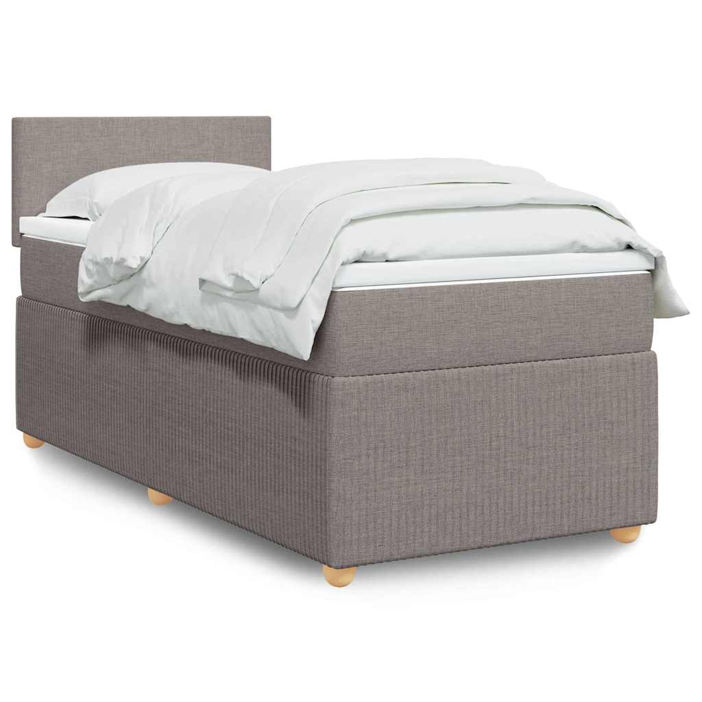 Boxspring met matras stof taupe 90x190 cm – afbeelding 1