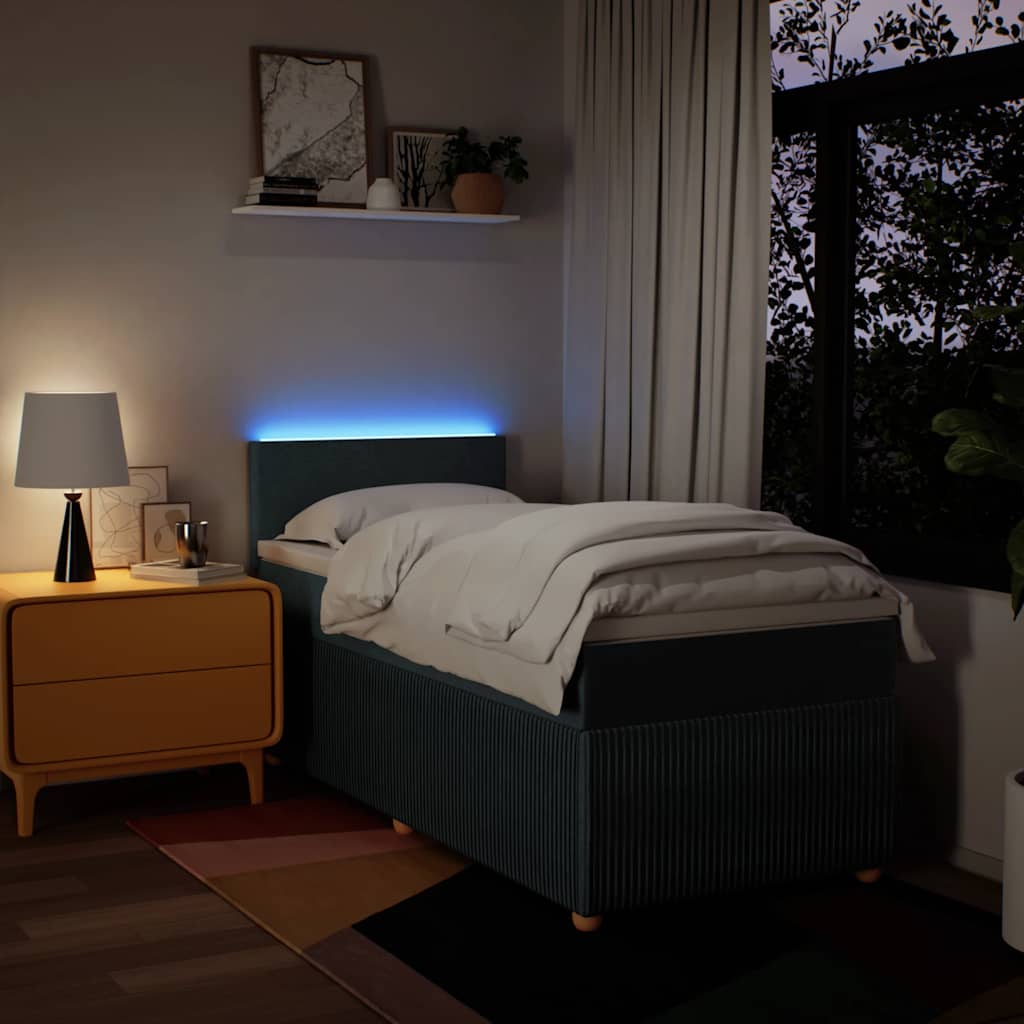 Boxspring met matras stof blauw 90x190 cm – afbeelding 5