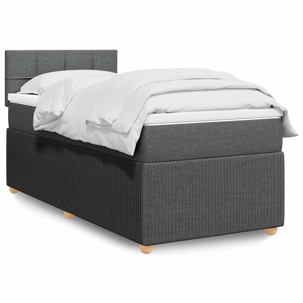 Boxspring met matras stof donkergrijs 90x190 cm – afbeelding 1