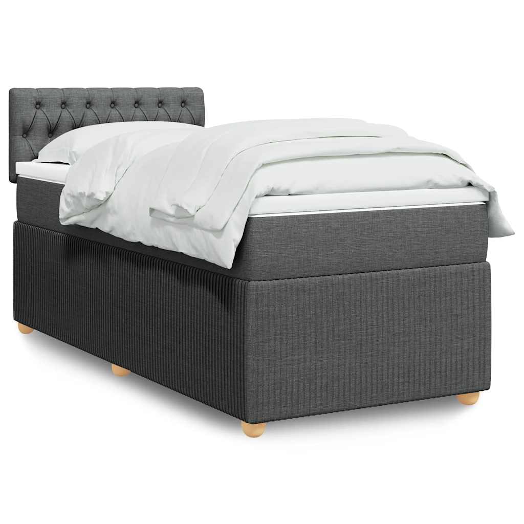 Boxspring met matras stof donkergrijs 90x190 cm – afbeelding 1