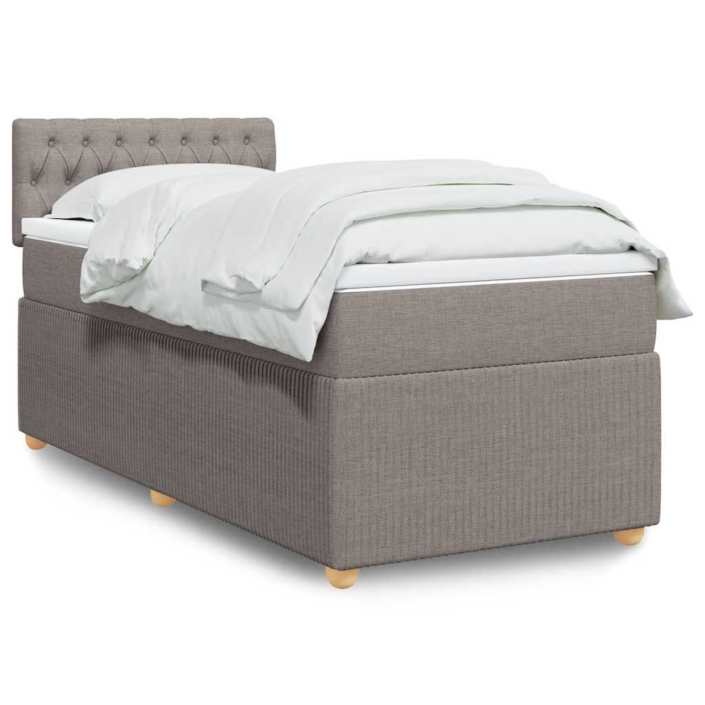 Boxspring met matras stof taupe 90x190 cm – afbeelding 1