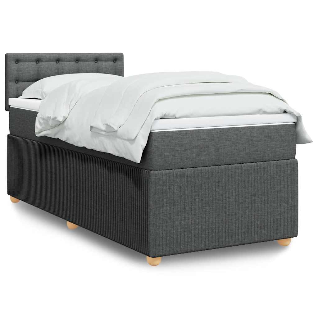 Boxspring met matras stof donkergrijs 90x190 cm – afbeelding 1