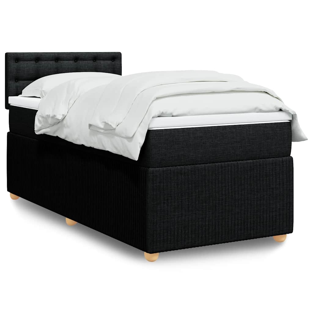 Boxspring met matras stof zwart 90x190 cm – afbeelding 1