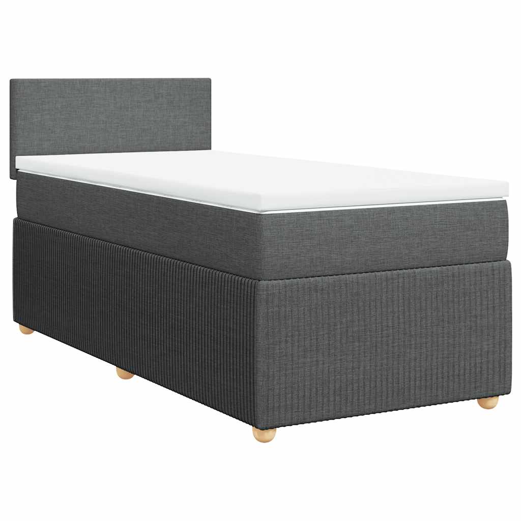 Boxspring met matras stof donkergrijs 90x200 cm – afbeelding 3