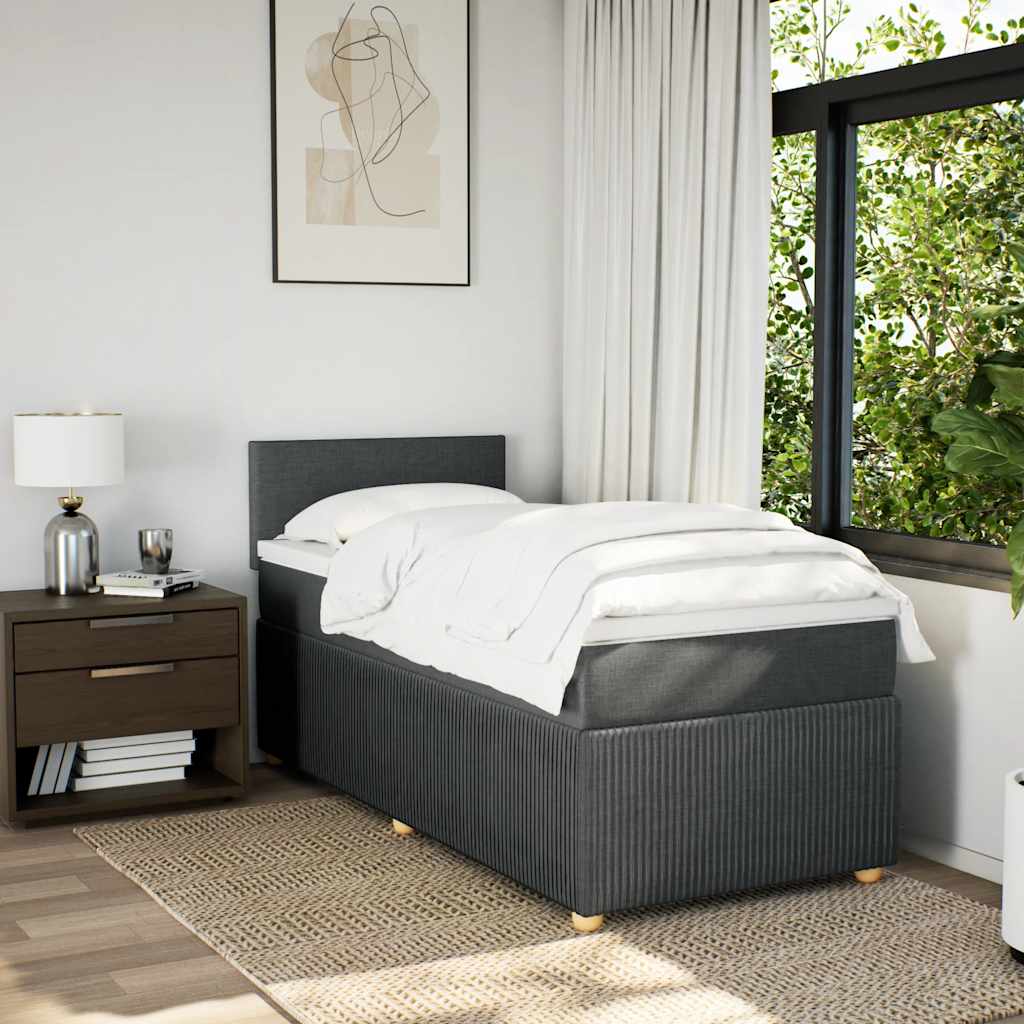 Boxspring met matras stof donkergrijs 90x200 cm – afbeelding 4