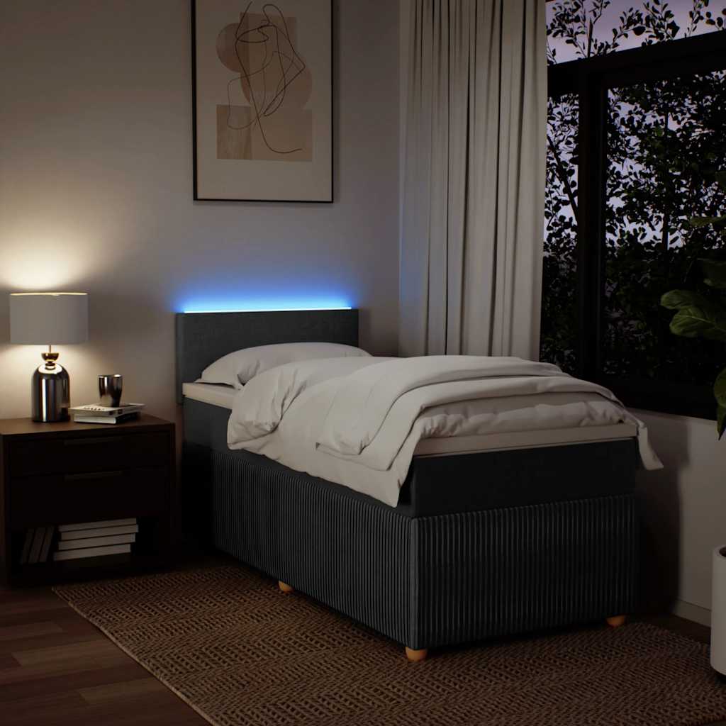 Boxspring met matras stof donkergrijs 90x200 cm – afbeelding 5