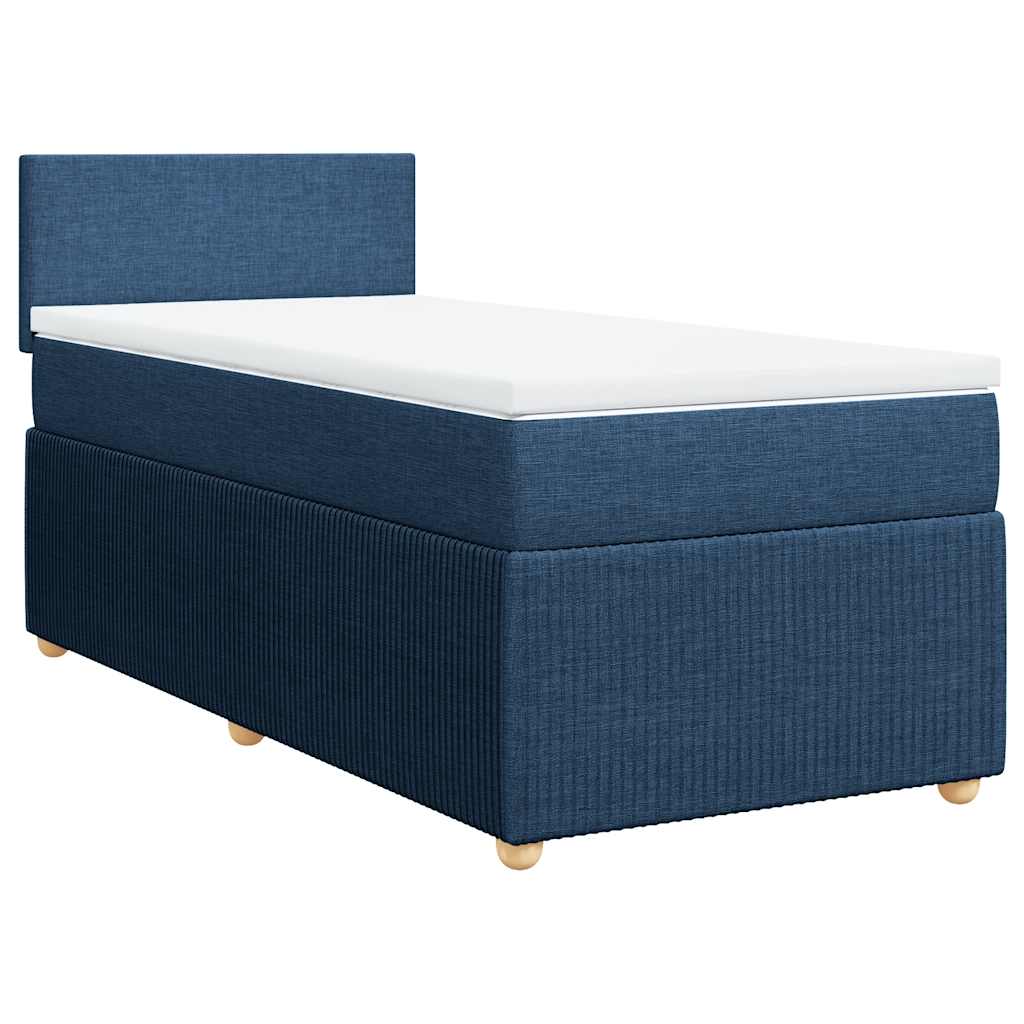Boxspring met matras stof blauw 90x200 cm – afbeelding 3