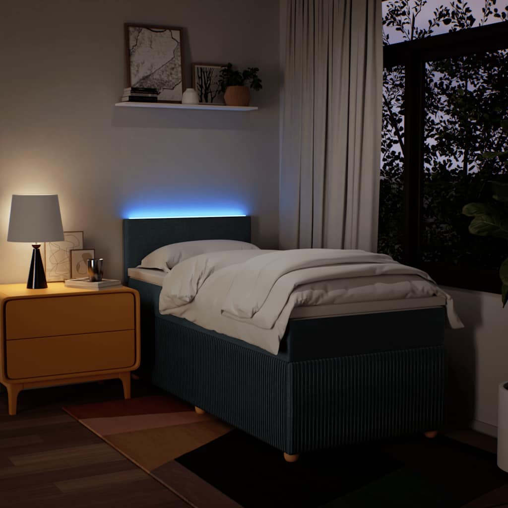 Boxspring met matras stof blauw 90x200 cm – afbeelding 5
