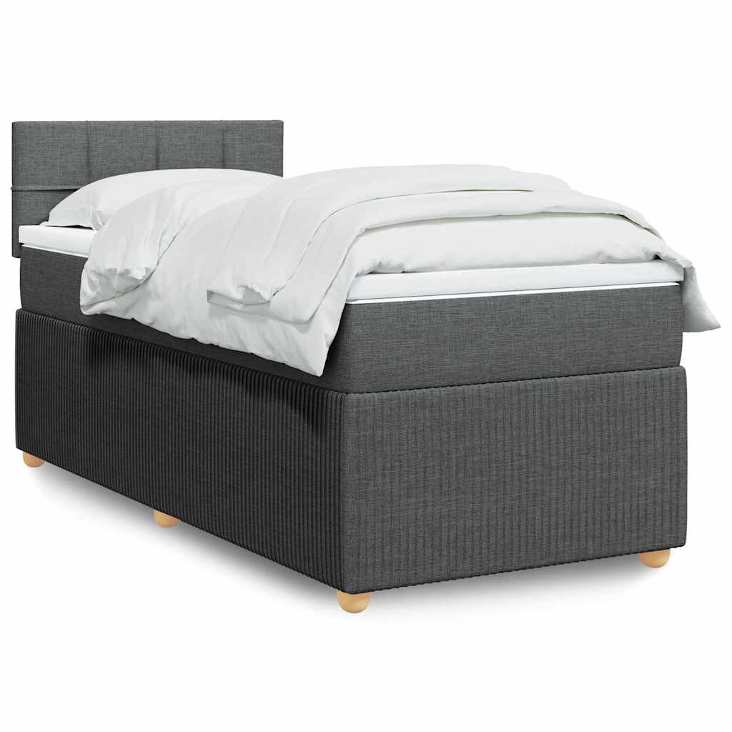 Boxspring met matras stof donkergrijs 90x200 cm – afbeelding 1