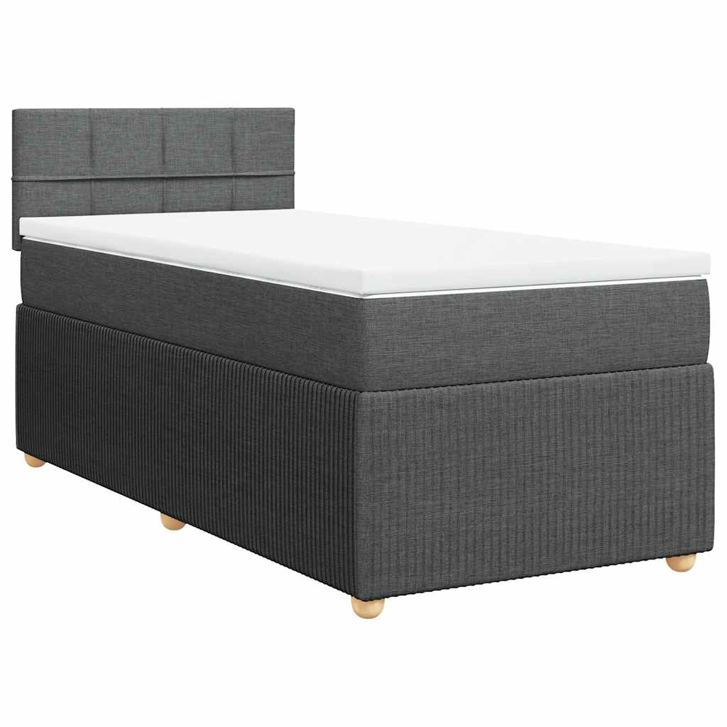 Boxspring met matras stof donkergrijs 90x200 cm – afbeelding 3