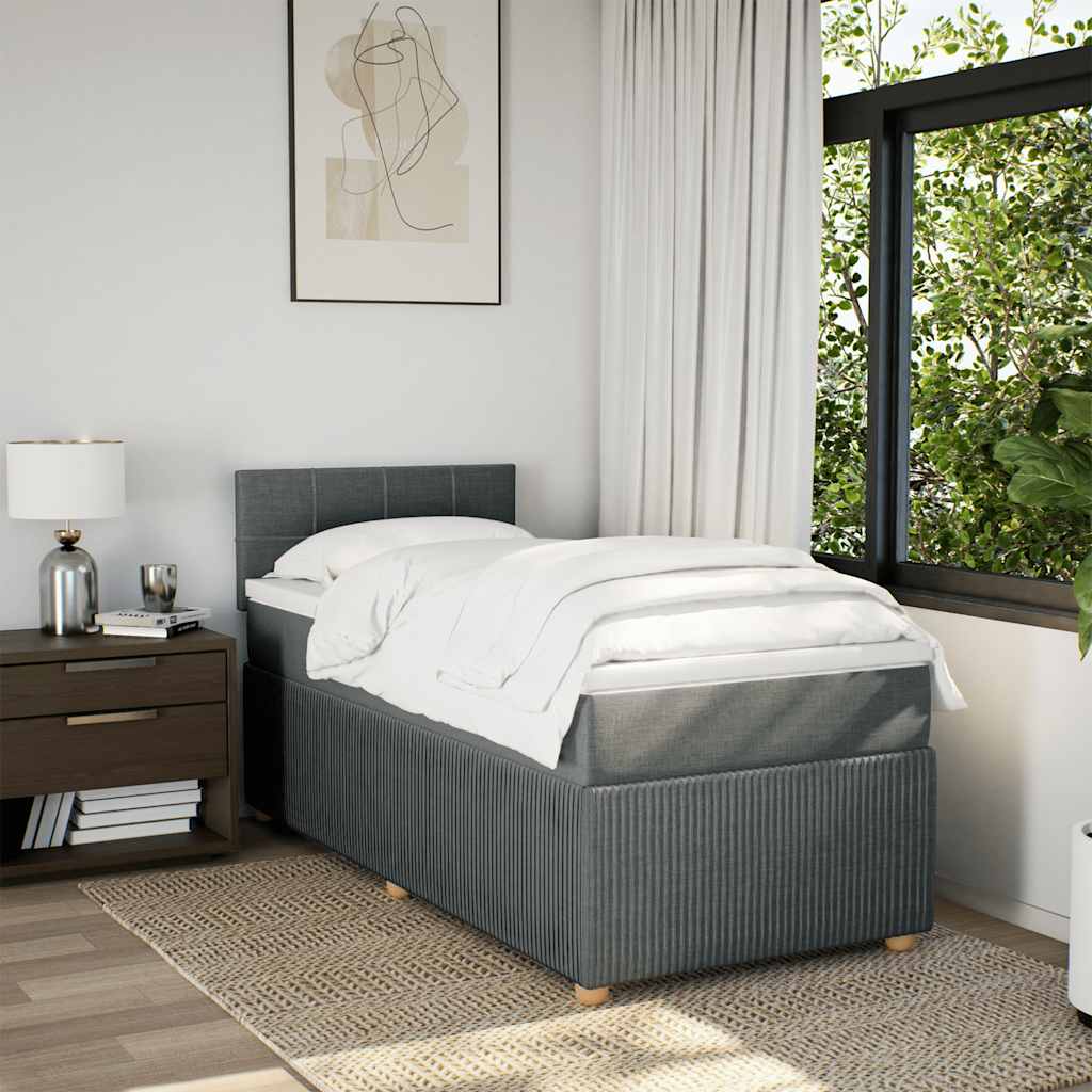 Boxspring met matras stof donkergrijs 90x200 cm – afbeelding 4