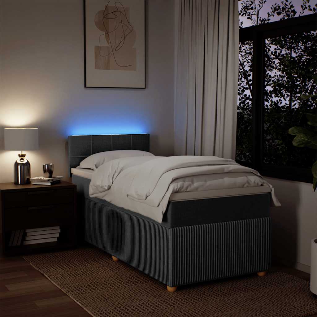 Boxspring met matras stof donkergrijs 90x200 cm – afbeelding 5