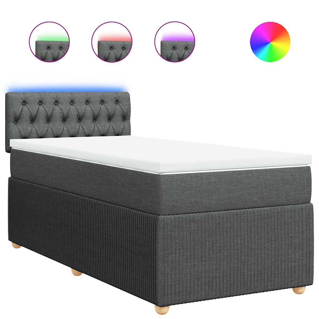 Boxspring met matras stof donkergrijs 90x200 cm – afbeelding 2