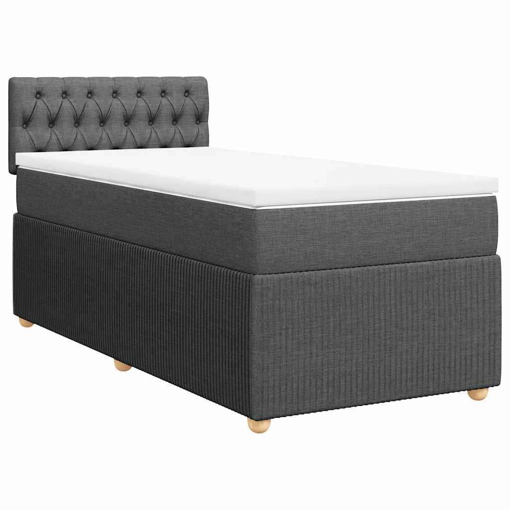 Boxspring met matras stof donkergrijs 90x200 cm – afbeelding 3