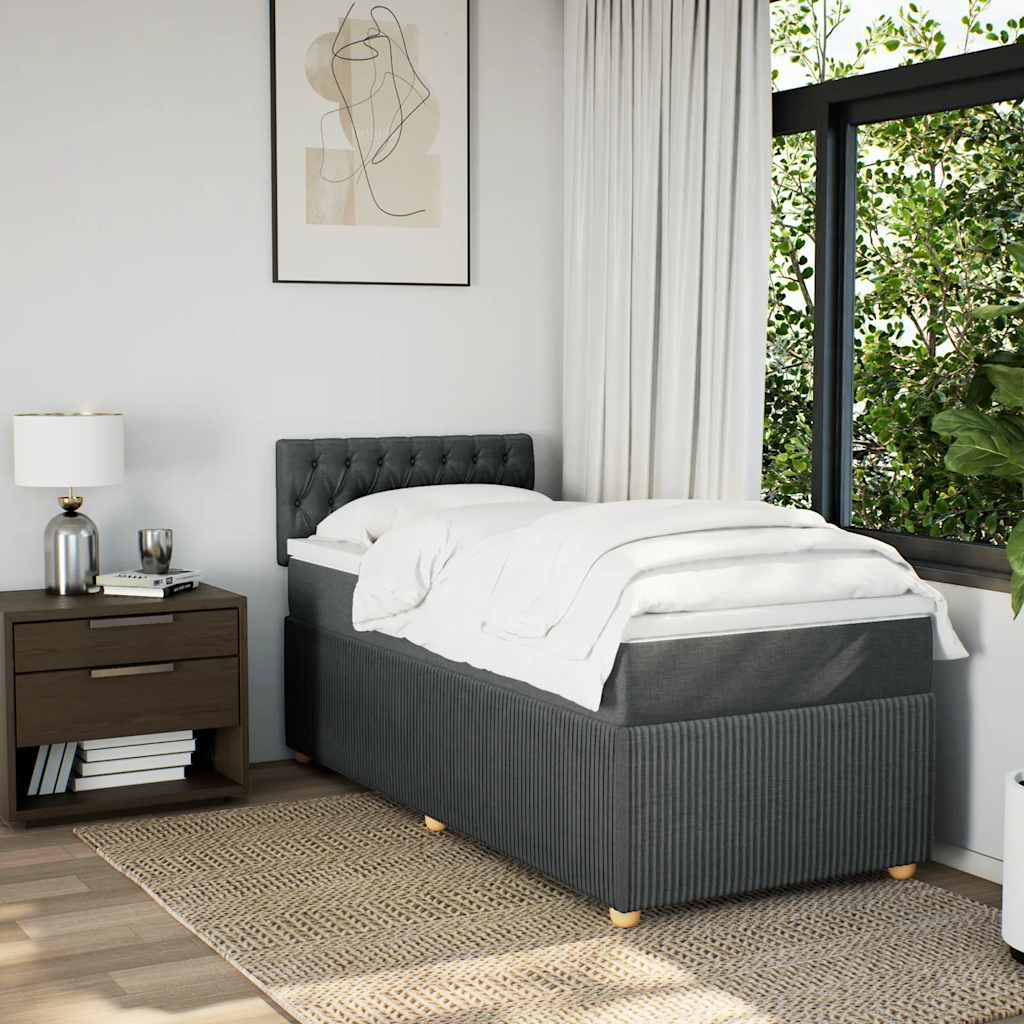 Boxspring met matras stof donkergrijs 90x200 cm – afbeelding 4