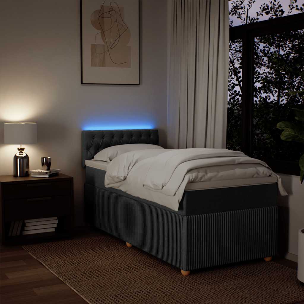 Boxspring met matras stof donkergrijs 90x200 cm – afbeelding 5