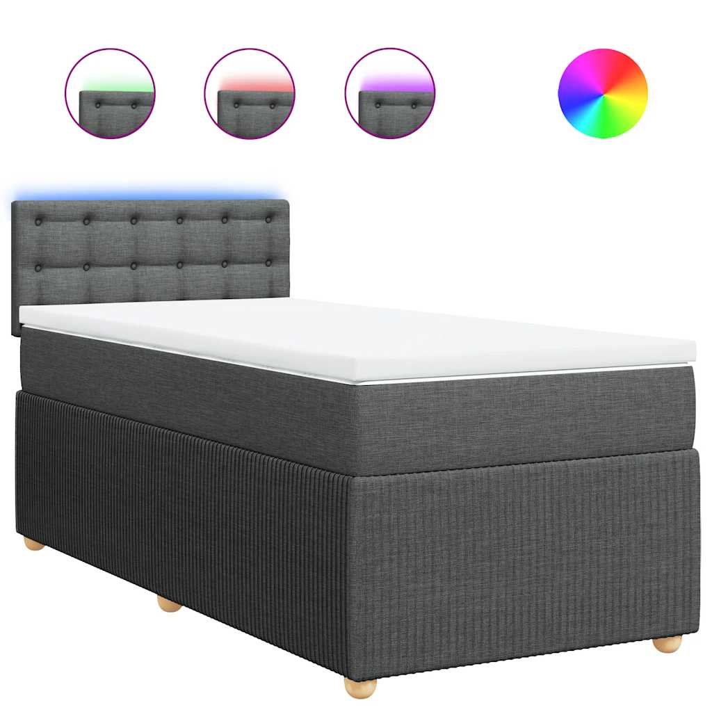 Boxspring met matras stof donkergrijs 90x200 cm – afbeelding 2