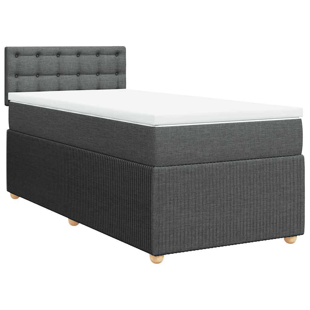 Boxspring met matras stof donkergrijs 90x200 cm – afbeelding 3