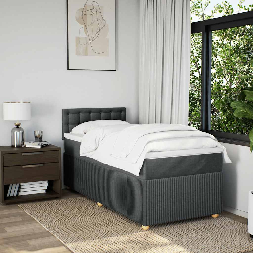Boxspring met matras stof donkergrijs 90x200 cm – afbeelding 4