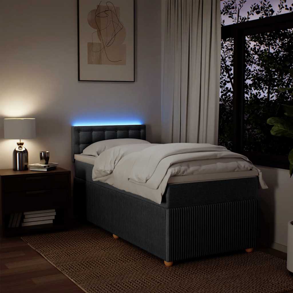 Boxspring met matras stof donkergrijs 90x200 cm – afbeelding 5