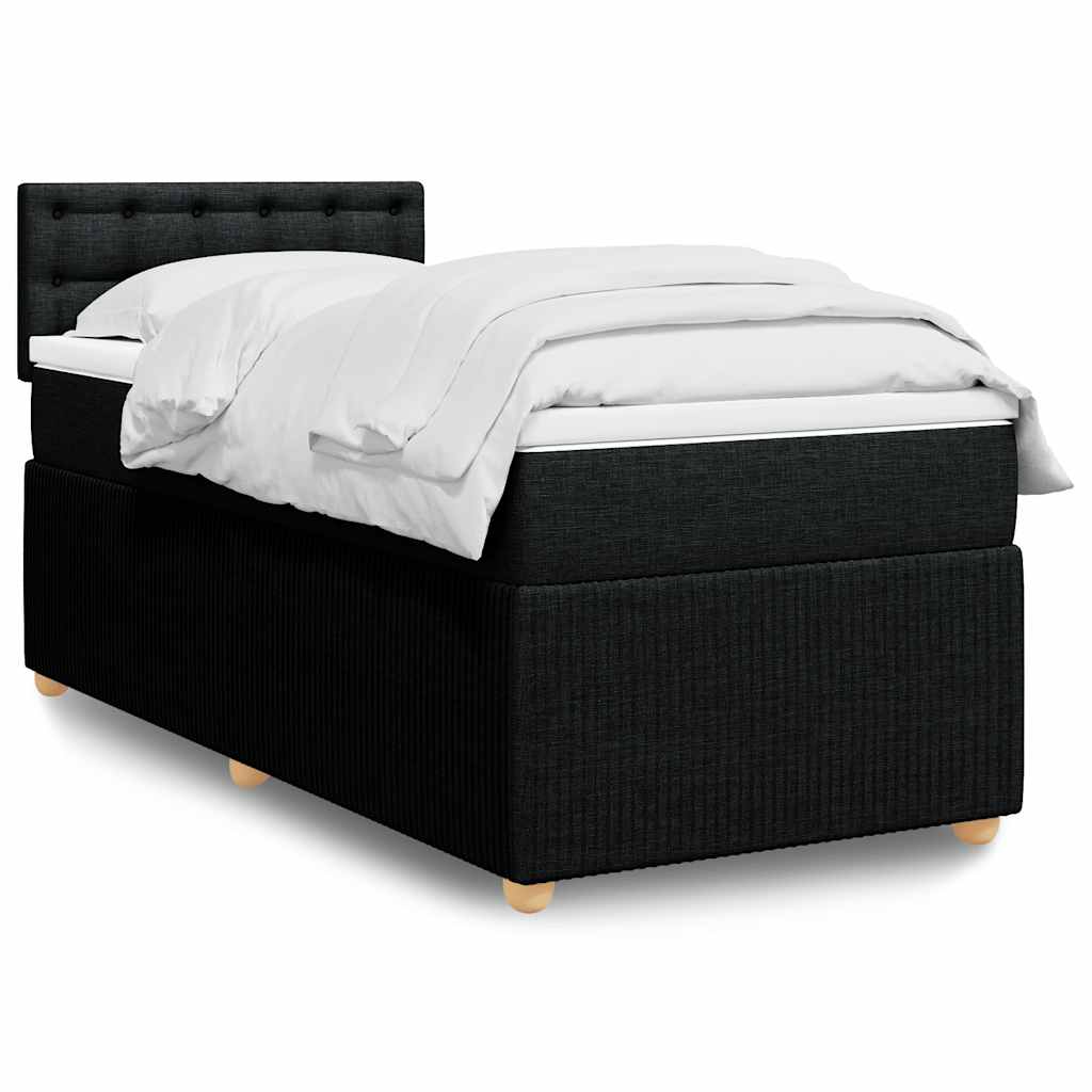 Boxspring met matras stof zwart 90x200 cm – afbeelding 1