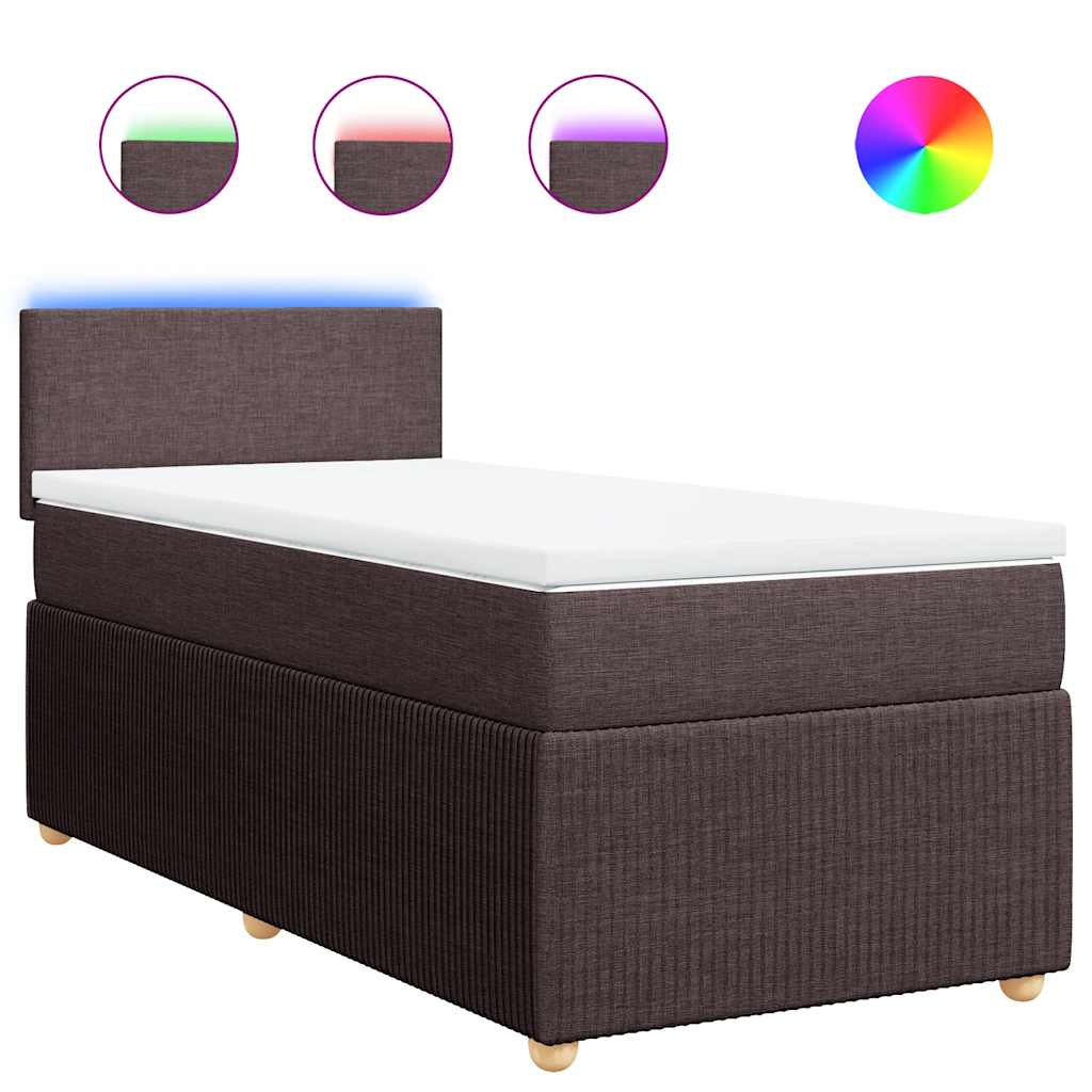 Boxspring met matras stof donkerbruin 100x200 cm – afbeelding 2