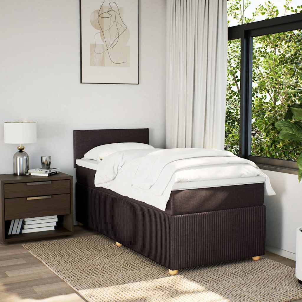 Boxspring met matras stof donkerbruin 100x200 cm – afbeelding 4