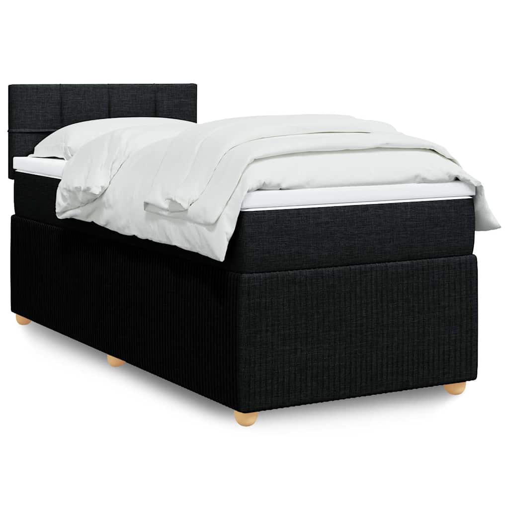 Boxspring met matras stof zwart 100x200 cm – afbeelding 1