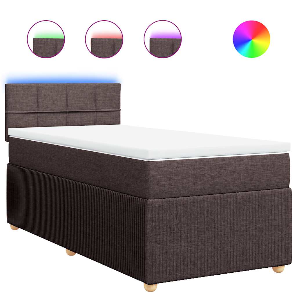 Boxspring met matras stof donkerbruin 100x200 cm – afbeelding 2
