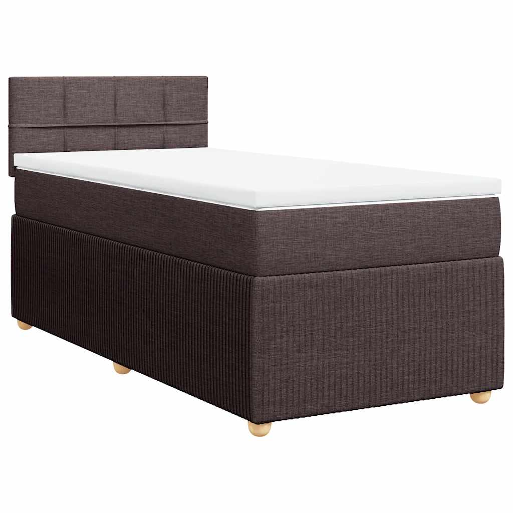 Boxspring met matras stof donkerbruin 100x200 cm – afbeelding 3