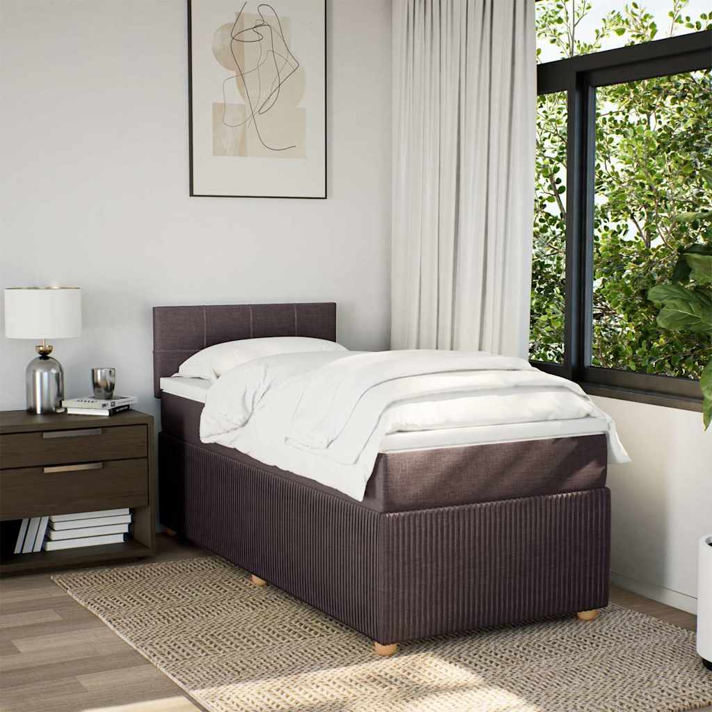 Boxspring met matras stof donkerbruin 100x200 cm – afbeelding 4