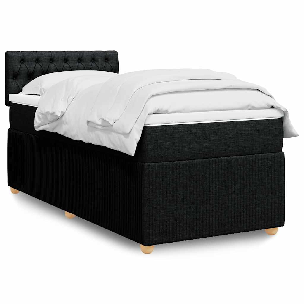 Boxspring met matras stof zwart 100x200 cm – afbeelding 1