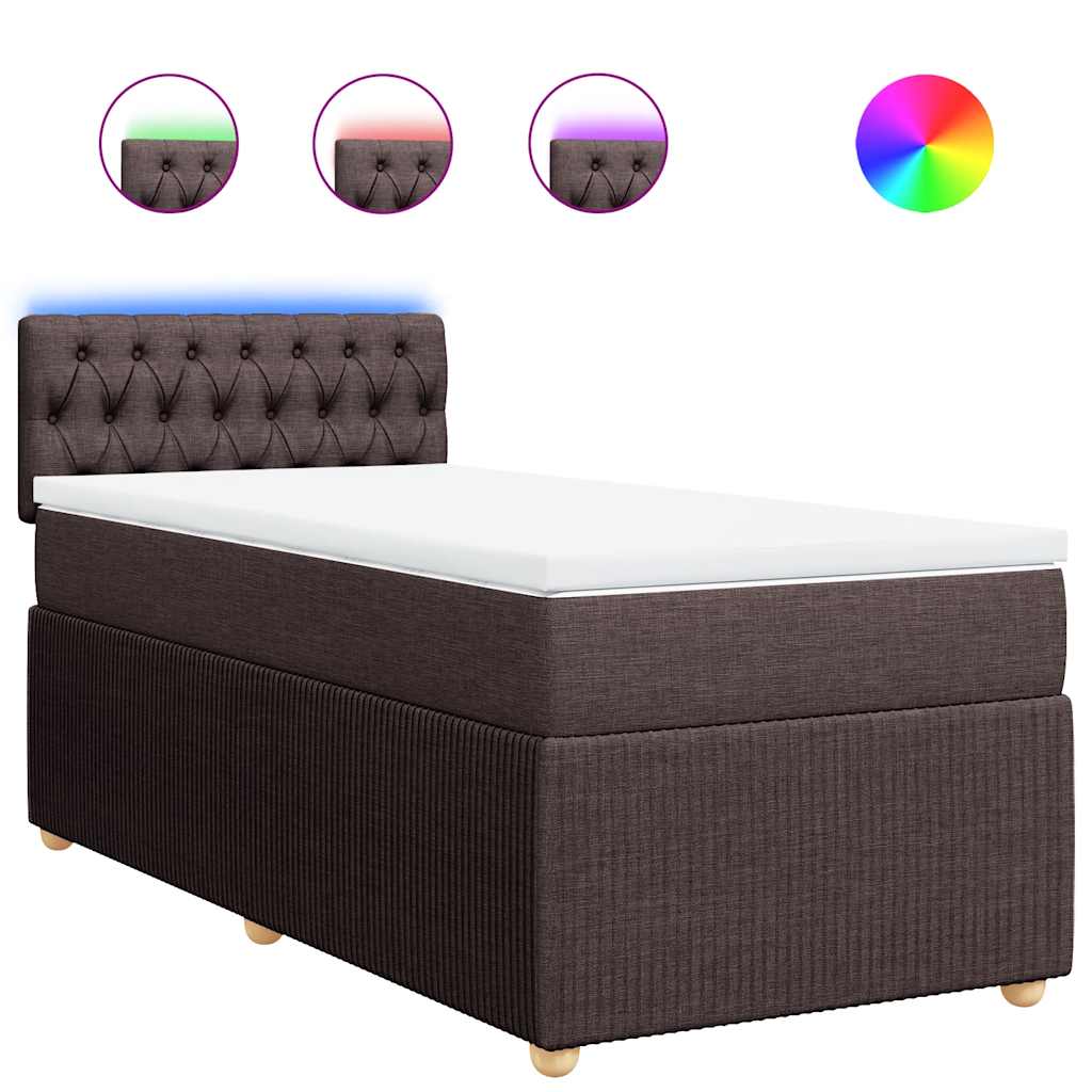 Boxspring met matras stof donkerbruin 100x200 cm – afbeelding 2