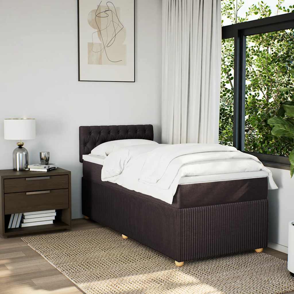 Boxspring met matras stof donkerbruin 100x200 cm – afbeelding 4