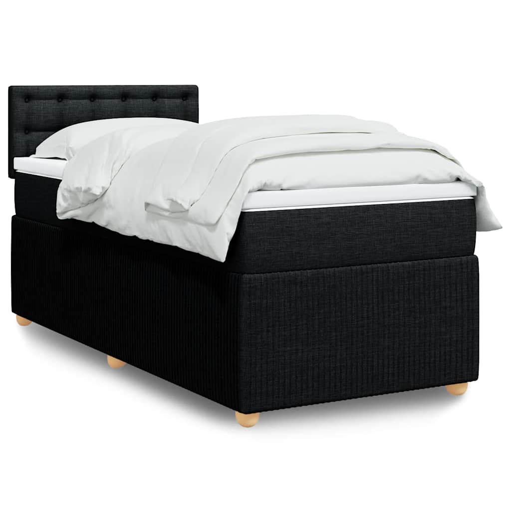 Boxspring met matras stof zwart 100x200 cm – afbeelding 1
