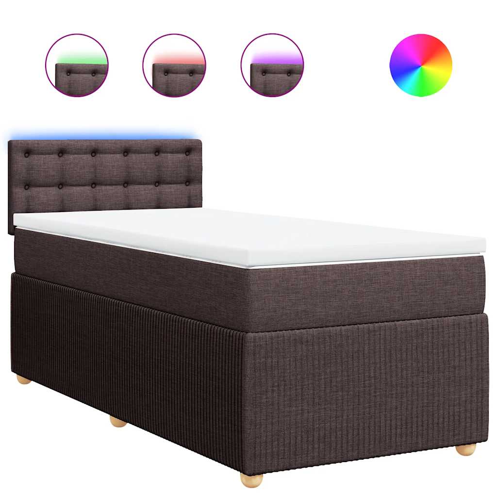 Boxspring met matras stof donkerbruin 100x200 cm – afbeelding 2