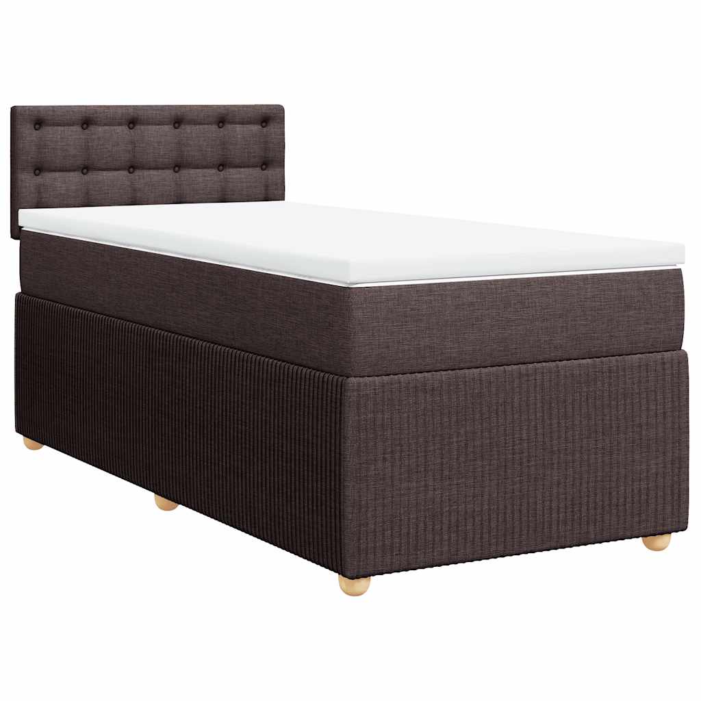 Boxspring met matras stof donkerbruin 100x200 cm – afbeelding 3