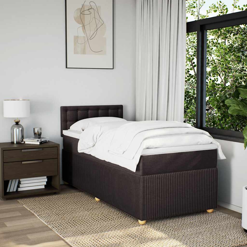 Boxspring met matras stof donkerbruin 100x200 cm – afbeelding 4