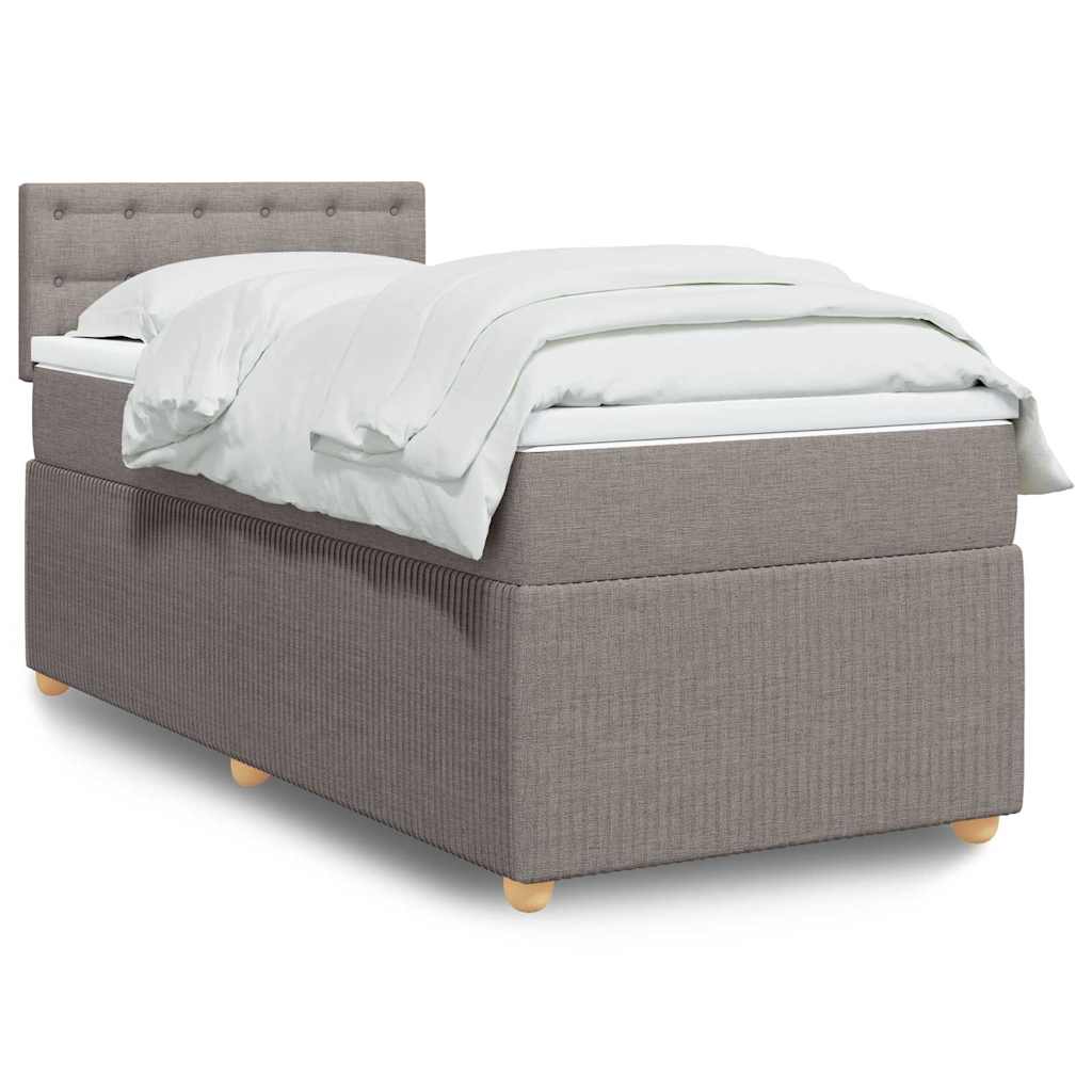 Boxspring met matras stof taupe 100x200 cm – afbeelding 1