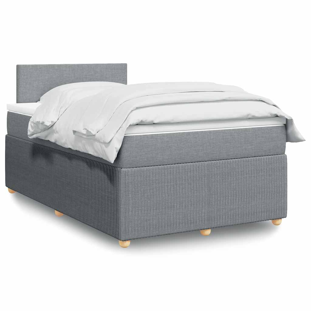 Boxspring met matras stof lichtgrijs 120x190 cm – afbeelding 1