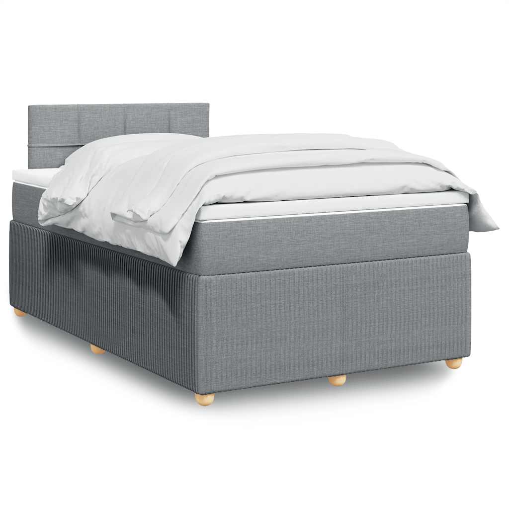 Boxspring met matras stof lichtgrijs 120x190 cm – afbeelding 1