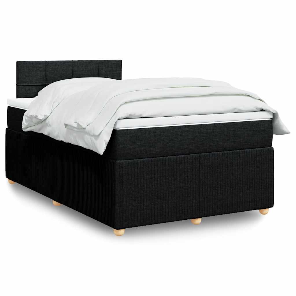 Boxspring met matras stof zwart 120x190 cm – afbeelding 1