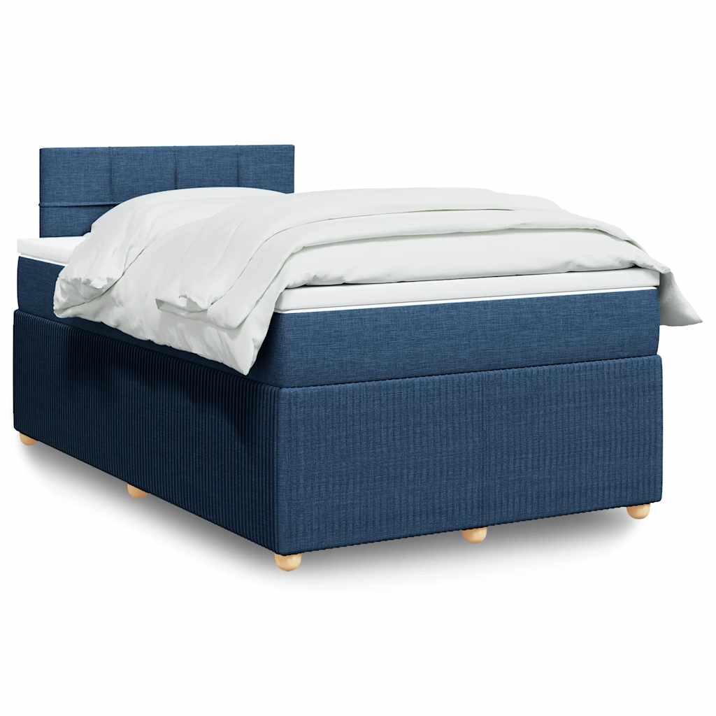Boxspring met matras stof blauw 120x190 cm – afbeelding 1