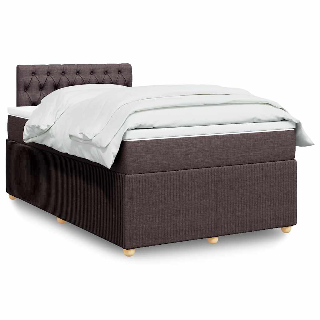 Boxspring met matras stof donkerbruin 120x190 cm – afbeelding 1