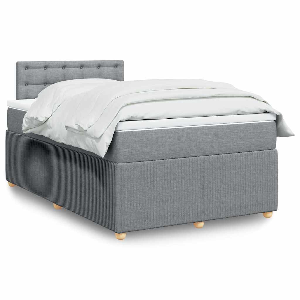 Boxspring met matras stof lichtgrijs 120x190 cm – afbeelding 1